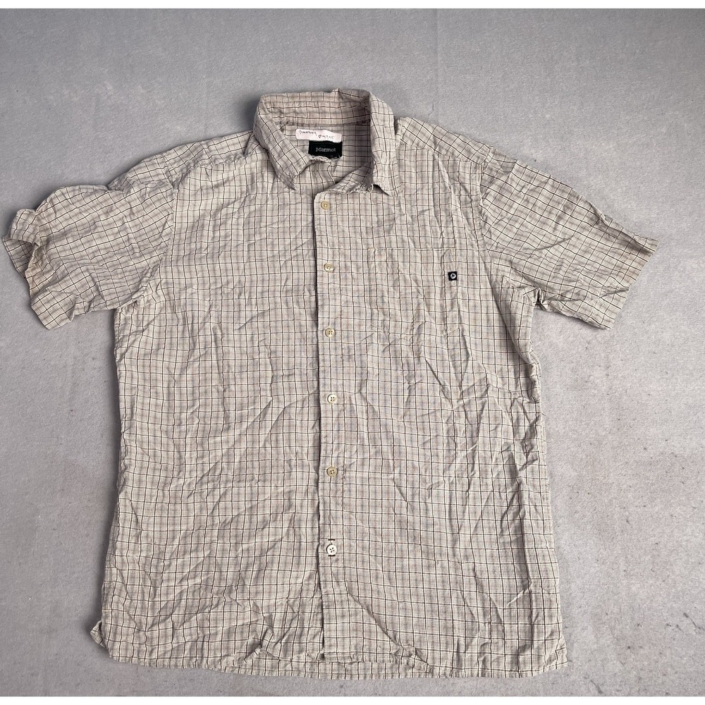 Men's Marmot Medium Button Down Shirt Short‎ Sleeve Plaid